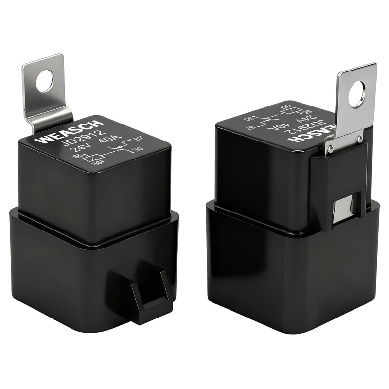 Weasch 2 Pack Waterproof Relay Kit, 24V 40A, 4 Pin