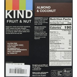 Kind Fruit & Nut Bars Almond and Coconut 1.4 Oz 12-Cs