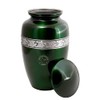 Silver Engraved Cremation Urn for Human Ashes | Green Aluminum