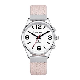 Hearkent British English Talking Watch for Women with Large Numbers Self-Setting for Visually impaired, Blind or Elder People (Nylon Pink)
