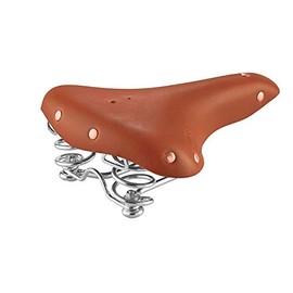 SMC2 Genuine Leather Luxury Bicycle Saddle Vintage City Saddle Trekking Saddle with Spring Frame Made in Italy Light Brown