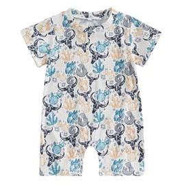 Muasaaluxi Western Baby Girl Boy Clothes Short Sleeve Cow Print Romper One Piece Bodysuit Shorts Summer Outfit