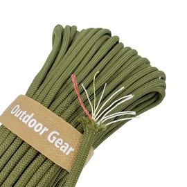 POWER PARACORD Multifunctional fire Cord 25FT Paracord 550 Parachute Cord with Tinder Fire Starter Fishing Line Cotton Thread Outdoor Military Grade(Army Green,25FT)