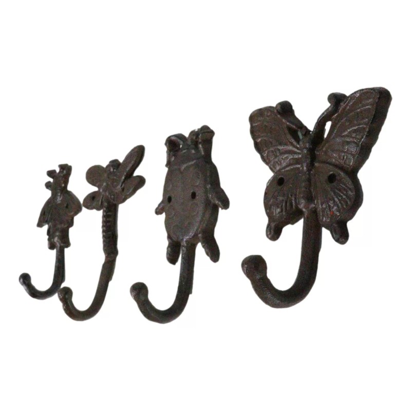 Ebros Gift Cast Iron Rustic Bee Ladybug Butterfly and Dragonfly