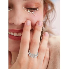 High and Lows Ring for Daughter Wave Ring for Girls Inspiration Ring Gift for Women Cz Ring (silver)