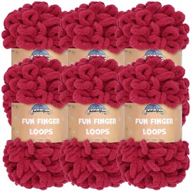 JubileeYarn Fun Finger Loops Yarn - Polyester Jumbo Weight Loop Yarn - 100g/Skein - Sangre - 6 Skeins