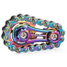 Fidget Toy with Metal Sprocket for Kids Adults, Rainbow Bicycle Chain Gear Fidget Spinner for Anti Anxiety Focus, EDC Novelty Toy for Office Classroom Discount