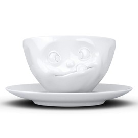 FIFTYEIGHT PRODUCTS / Tassen / Kaffeetasse „Lecker“ (Porzellan, 200 ml, weiß, Made in Germany)