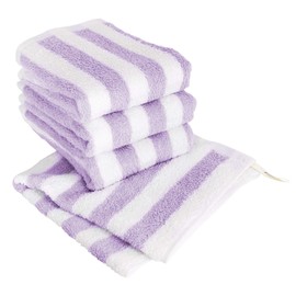 Hiorie Hand Towels, Hotel Style Towels, Set of 4, Thick Stripe, Lavender, Instant Absorption, Made in Japan
