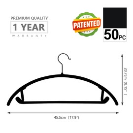 MIZGI Premium Velvet Hangers 50 Pack Heavyduty- Non Slip No Shoulder Bump Suit Hanger - Black Hooks,Space Saving Clothes Rounded Shape for Coat,Sweater,Jackets,Pants
