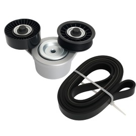 Engine Serpentine Belt Drive Kit Fit for Jeep Liberty KJ 2002-2006 V6 3.7L, Serpentine Belt Tensioner Drive Component Kit Replace OE# 90K-39120, 5060865K1, DBK060863