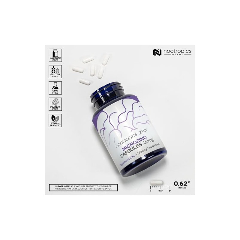 Cápsulas MicroZinc 20 mg Suplemento de zinc optimizado 90 unidades