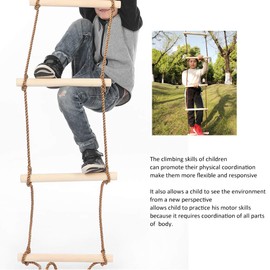 Wooden Climbing Ladder for Kids Tree Ladder Toy Hanging Ladder Tree Climbing Rope for Swing Set Amusement Facilities