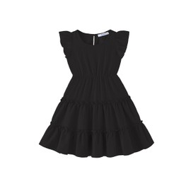 Arshiner Toddler Girls Black Dress Ruffle Sleeveless Tiered Swing Twirly Dresses Cute Summer Beach Sundress 3T