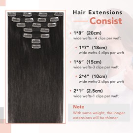 Ukira Dark Brown Hair Extensions Real Human Hair Clip in, 14 Inch 120g #2 7Pcs Clip in Hair Extensions, Remy Human Hair Clip on Extensions Soft Straight Full Head Brown Hair Extensions