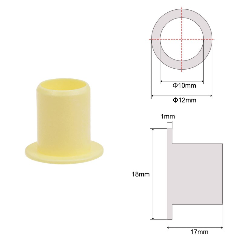 sourcing map Flanged Plain Bearings 10 mm Bore 12 mm