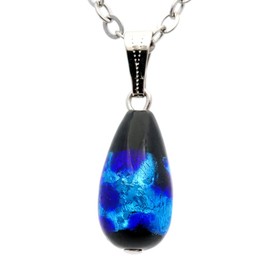 GOLD STONE Sparkling Firefly Glass Necklace, Drop Dragonfly Ball, Pendant, Chain, Blue, Okinawa, Glow in the Dark