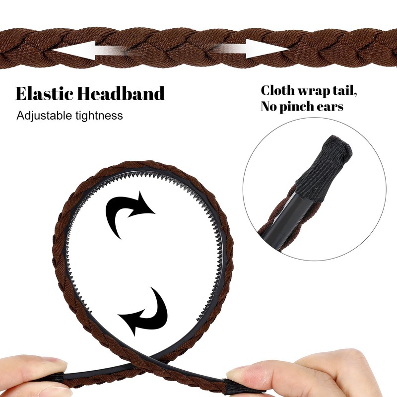 Amabro 6 Pcs Braided Headbands for Women, Non Slip Thin