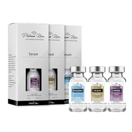 PLATINUMMAX  KIT de 3 Sueros Faciales 10 ml cu (Coenzima Q10, 6 Pptidos, cido Hialurnico)  Regenera, Hidrata, Repara                                  