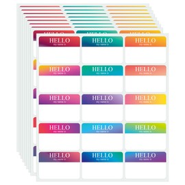345 Pcs Name Tags Rainbow Sticker, Hello My Name is Stickers 15 Color, Hello My Name is Name Tag for School Office Home (3"x2")