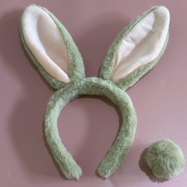 M&G House Easter Bunny Ears Headband Bunny Ears and Tail Easter Headpiece Women Kids Rabbit Ears Girls Bunny Headbands Floppy Bunny Costume Adult Bunny Ears Easter Rabbit Cosplay Headband, Gray