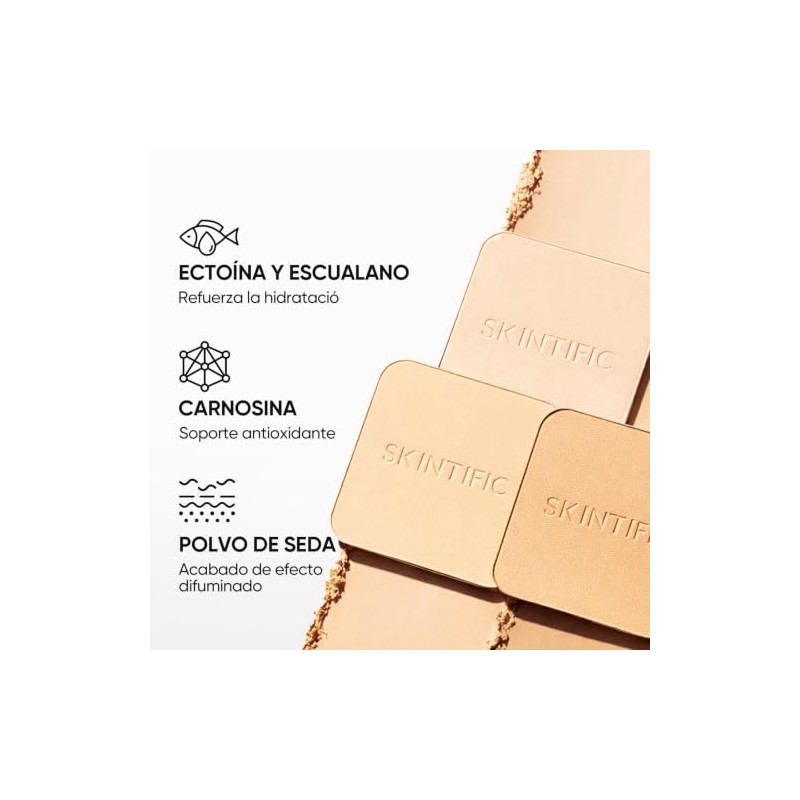 SKINTIFIC Base de Maquillaje en Polvo, Base en Polvo Compacta