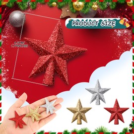 Hanaive 3 Pcs Mini Christmas Tree Topper Small Star Tree Topper Christmas Treetop Star Ornaments for Mini Tree Holiday Decorative Star for Xmas Home Decor(1.77 Inch,Glitter Gold, Silver, Pink)