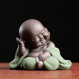 Small Sweet Buddha Statue, Monk Figurine, Creative Baby, Handcrafted, Dolls, Ornament, Gift, Classic, Chinese, Delicate Ceramic, Art and Crafts, Tea Accessory