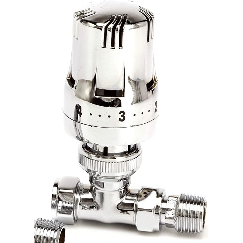 Greened House Haxby Straight Chrome Thermostatic Radiator Valve / Towel