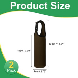 YELARXI Neoprene Water Bottle Sleeves, Water Bottle Carrier Insulators Beverage Can Sleeves with Carrying Handle, 3 in Fit for Hiking Cycling Camping Travel (2 Pack, Coffee)