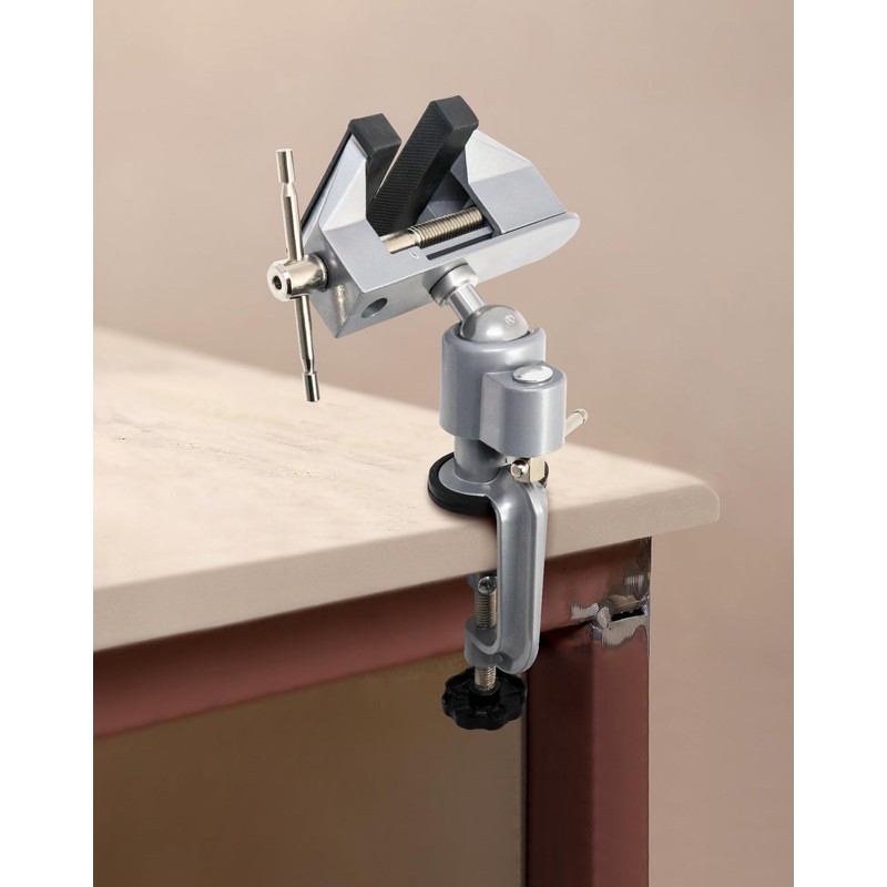 QWORK 3" Universal Tabletop Clamp Vice Tilts Rotate 360°, 2