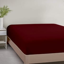 SKY BEDDINGS Queen Fitted Sheet – 1 Piece Bottom Sheet Only, Queen Size – Premium 1800 Brushed Microfiber, Ultra Soft & Hotel Quality – 16" Deep Pocket, Breathable & Wrinkle-Resistant – Burgundy