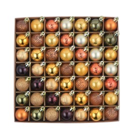 DecorbyHannah Fall Ornaments Decorations for Home, 49ct 30mm Small Thanksgiving Autumn Tree Ornament Mini Shatterproof Farmhouse Gold Orange Hanging Ball Ornaments for Harvest Indoor Decor