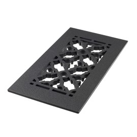 Reggio Register Scroll Floor Register 4X10. Black Cast Iron Vent Covers for Home Floors. Features an Underside Lip; Without Mounting Holes. Made in The USA | 612-NH