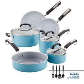 Farberware EcoAdvantage Ceramic Nonstick Cookware/Pots and Pans Set, 13 Piece, Aqua