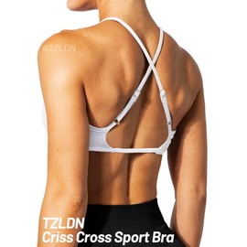 TZLDN Workout Backless Sports Bra for Women Removable Padded Strappy Low Impact Open Back Bras Gym Clothes Yoga Crop Tank Top A4Twist-White, X-Small