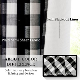 Bapawfish Black White Buffalo Plaid Full Blackout Curtain Panels for Bedroom Living Room,90 Inches Length Farmhouse Gingham Drapes,Thermal Insulated Window Treatment,Rod Pocket Back Tabs,40" Wx90 Lx2