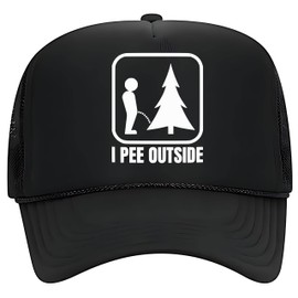 Generic I Pee Outside Campers Gift for Man Foam Mesh Snapback Trucker Hat Cap Black