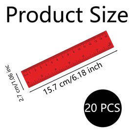 20Pcs Color ruler 15cm, 6Inch Straight Ruler with Centimeters and Inches, Shatter Resistant Rulers for School Classroom Home Office Teaching Teachers Designers Measured Objects Geometric Drawings