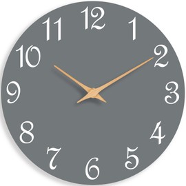 Roymnie Wall Clock, 10 Inch Modern Wall Clocks Battery Operated, Silent Non Ticking Clock Decorative for Kitchen, Living Room, Bathroom, Office, Bedroom(Gray)