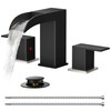 FORIOUS Square Black and Brushed Nickel Bathroom Faucets 3 Hole,