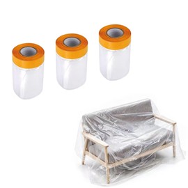 Masker Tape, Curing Sheet, Masking Set, 3 Rolls, Width 21.7 inches (55 cm), Length 65.6 ft (20 m), For Cars, Painting, Wall Work With Vinyl Sheet Included, Washi Type, Heavy Duty, Protective Sheet for Work