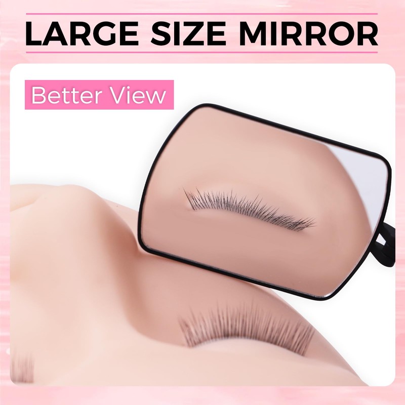 Miuffue Flexible Large Square Lash Mirror, 260°Rotation Folding Portable Eye