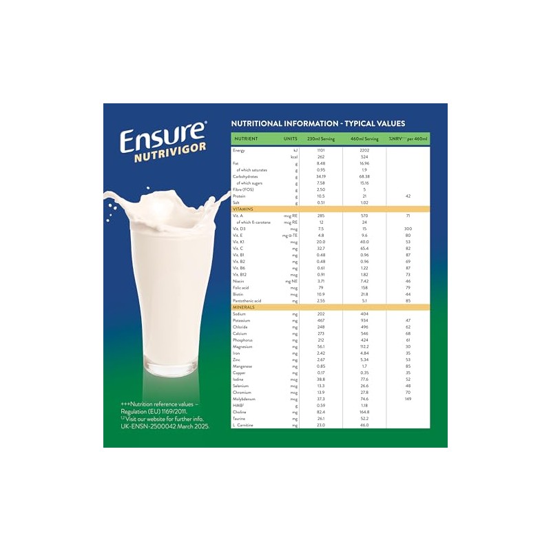 Ensure NutriVigor – Almond Flavour Shake - 400g – Nutritional