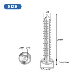 uxcell Hex Socket Self Tapping Screws, M3 x 20mm 304 Stainless Steel Wood Screw 200pcs