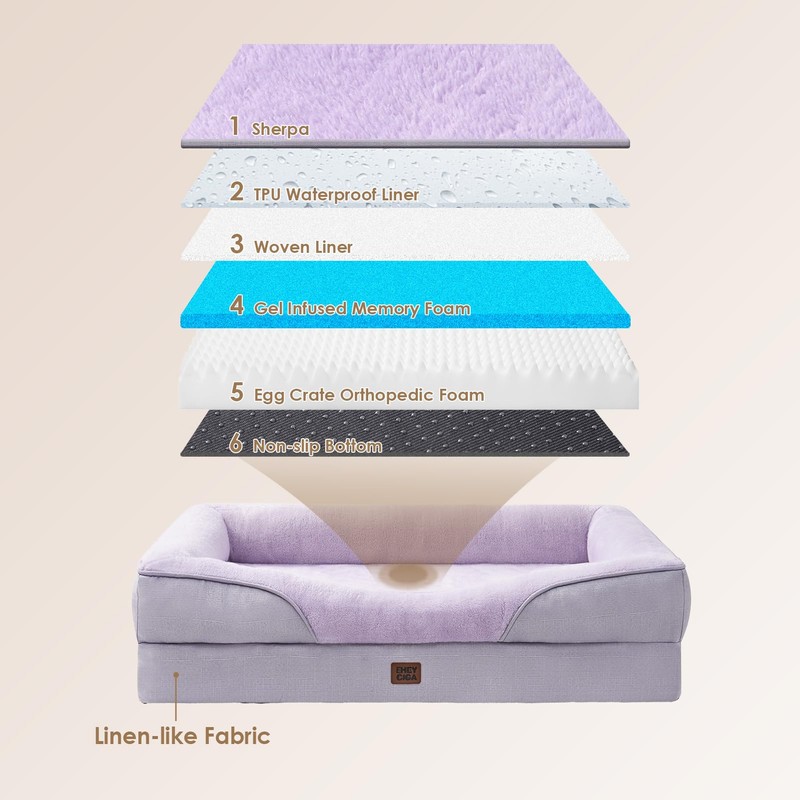 EHEYCIGA Memory Foam Dog Bed for Large Sized, Orthopedic Dog
