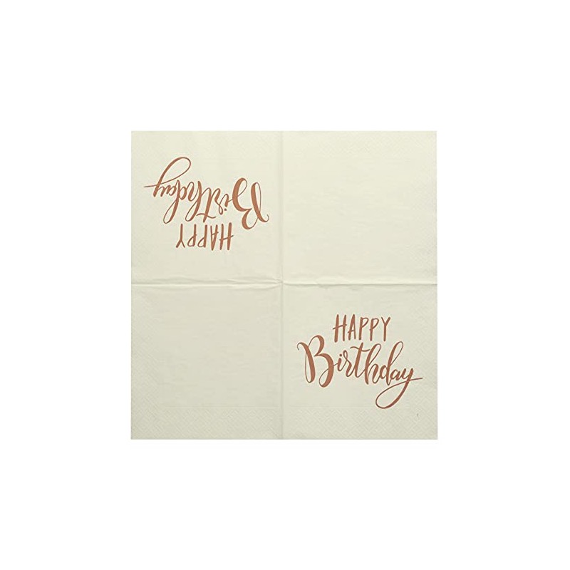20 Napkins Happy Birthday 33 x 33 cm (Cream/Copper)