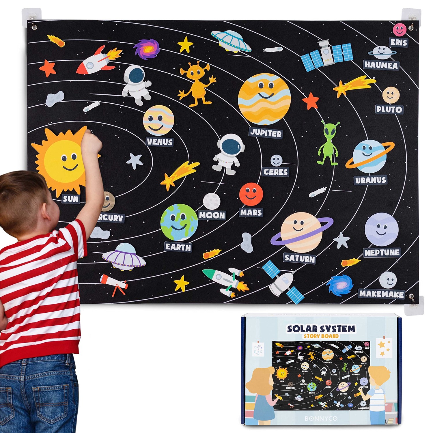 Solar System for Kids Toys with 61 Felt Figures - BONNYCO | Boys Girls ...