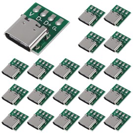 ACEIRMC USB 3.1 Type C Connector Board DIY Serial Basic Breakout Female Connector USB Type C Breakout Board with PCB Converter Board for Data Line Wire Cable Transfer (20pcs)
