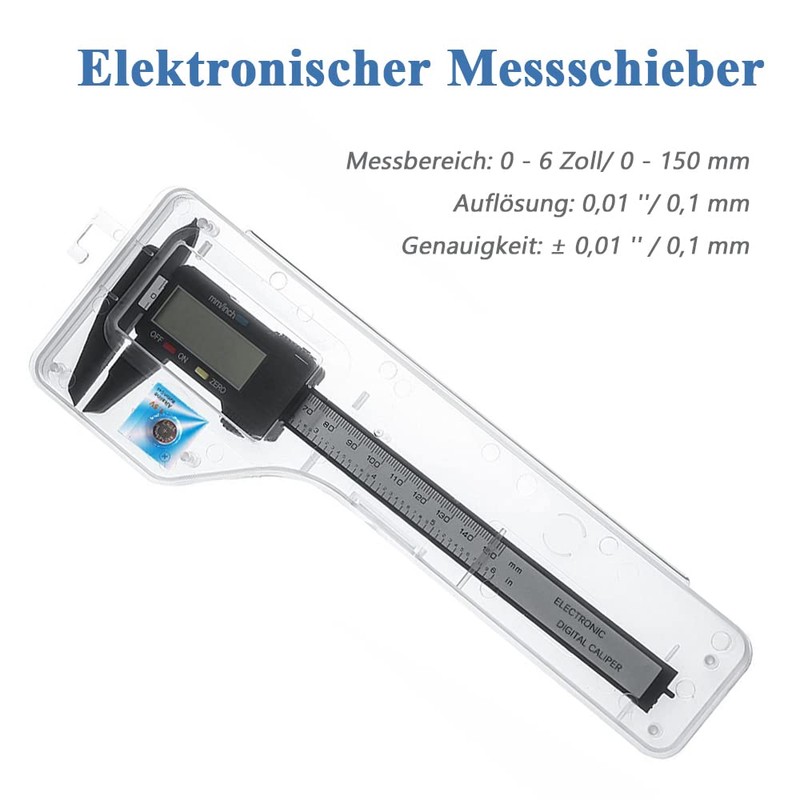 Mesee Digital Calliper, Precision Caliper, 150 mm Carbon Fibre High